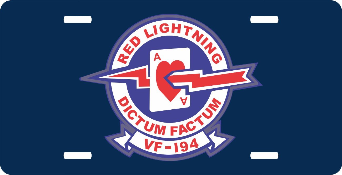VF-194 Red Lightnings License Plate - Custom Car Decal for Military Enthusiasts & Vehicle Decoration