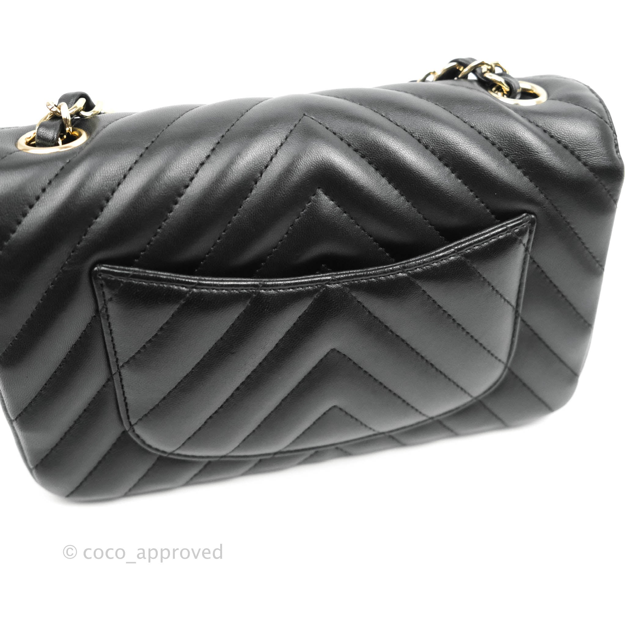 Chanel Chevron Mini Rectangular Flap Bag in Black Lambskin Leather with Gold Hardware - Luxury Crossbody Purse for Women, Perfect for Evening Events & Date Nights