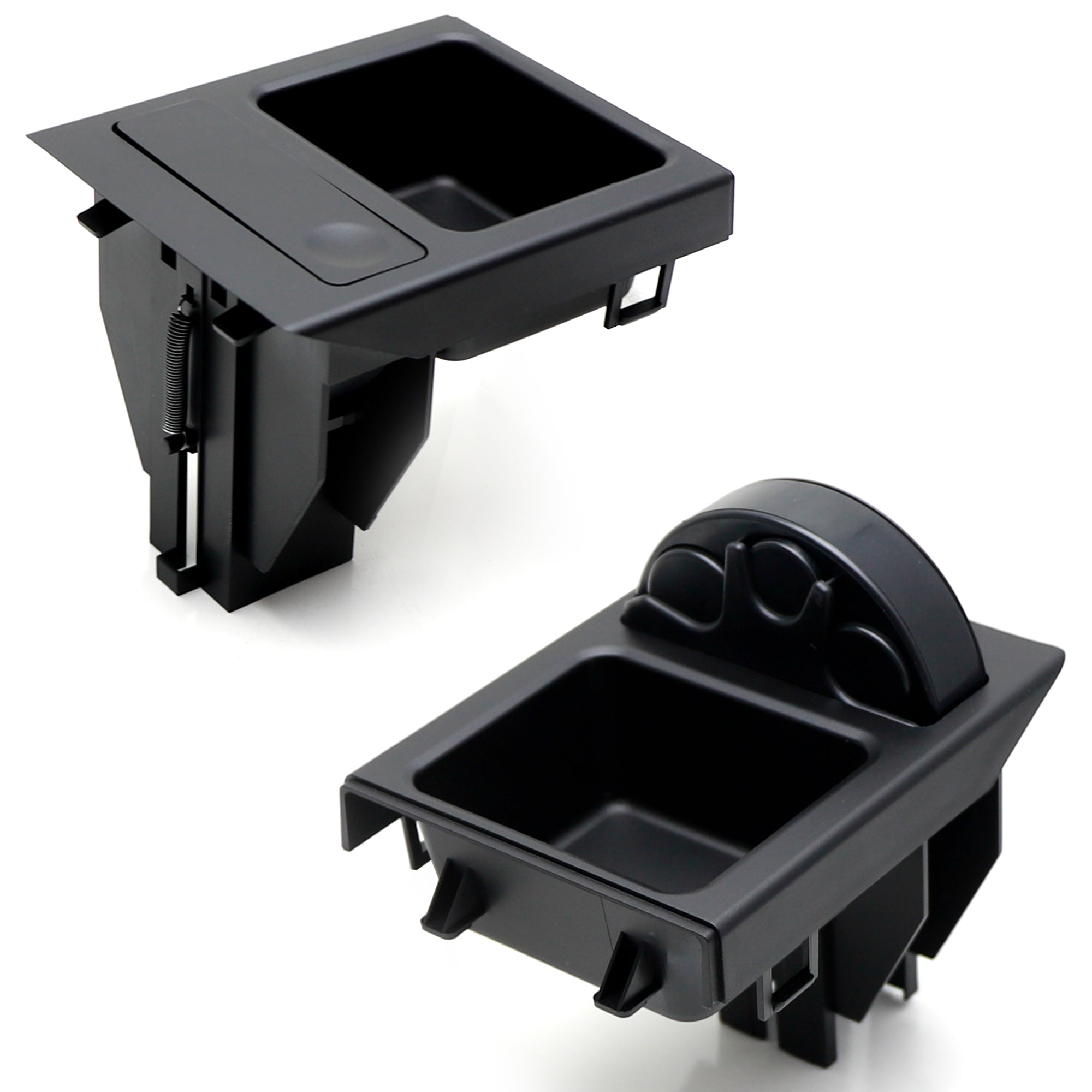2-Piece Black Non-Slip Cup Holder and Armrest Coin Tray for BMW E46 3 Series - Perfect for Drinks, Change Storage & Car Organization Accessories