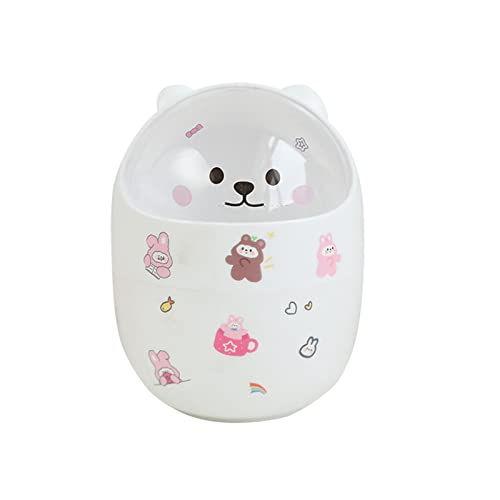Mini Desktop Trash Can - Small Plastic Waste Bin with Shake Cover for Office, Kitchen, Coffee Table - Cute Gray Garbage Bucket for Paper, Snacks & Daily Trash Disposal