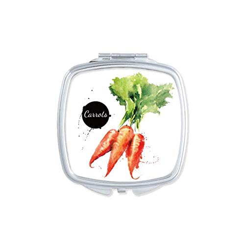DIYthinker Carrot Vegetable Watercolor Mirror - Portable Compact Double-Sided Pocket Makeup Mirror for Travel, Home & Office (Healthy & Tasty Design)