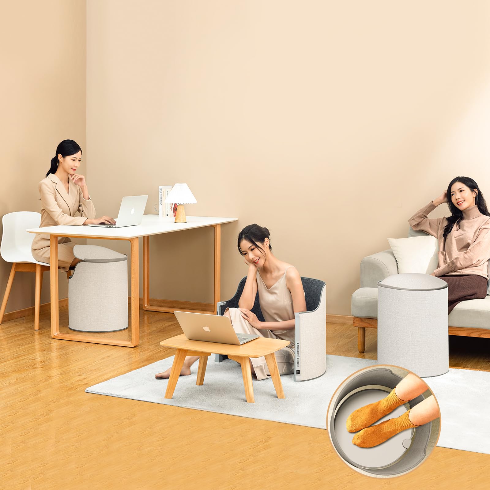 Under Desk Foot Warmer Heater for Office & Home - Foldable Space Heater with Adjustable Temperature, Timer & Auto Shut Off - Quiet Energy Efficient Indoor Heating for Winter Work & Relaxation