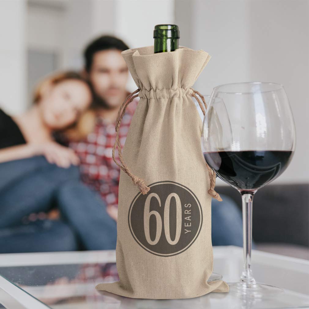 Personalized Cotton Wine Gift Bag - Custom Text, Natural Canvas Tote for 60th Anniversary, Weddings, Housewarming & Parties | Elegant Holiday & Special Occasion Present