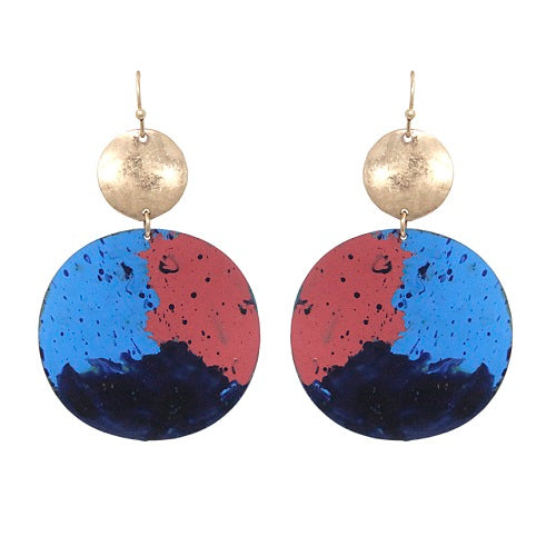 Hand Painted Round Drop Earrings - Boho Chic Dangle Earrings for Women - Perfect for Weddings, Parties & Everyday Wear