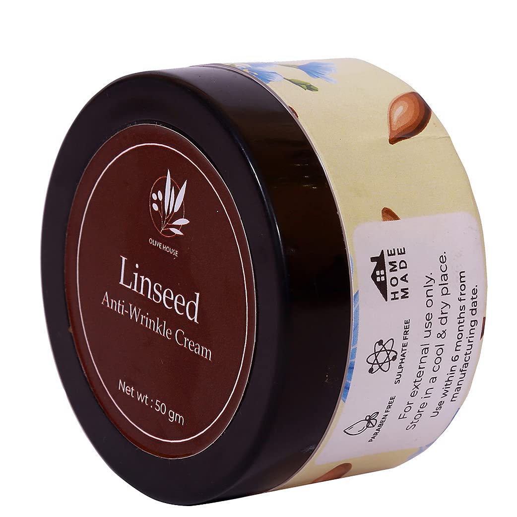 Olive House Flaxseed Anti-Wrinkle Face Cream 50g - Natural Anti-Aging Moisturizer for Women & Men - Reduce Fine Lines & Wrinkles - Day & Night Use for Dry & Mature Skin
