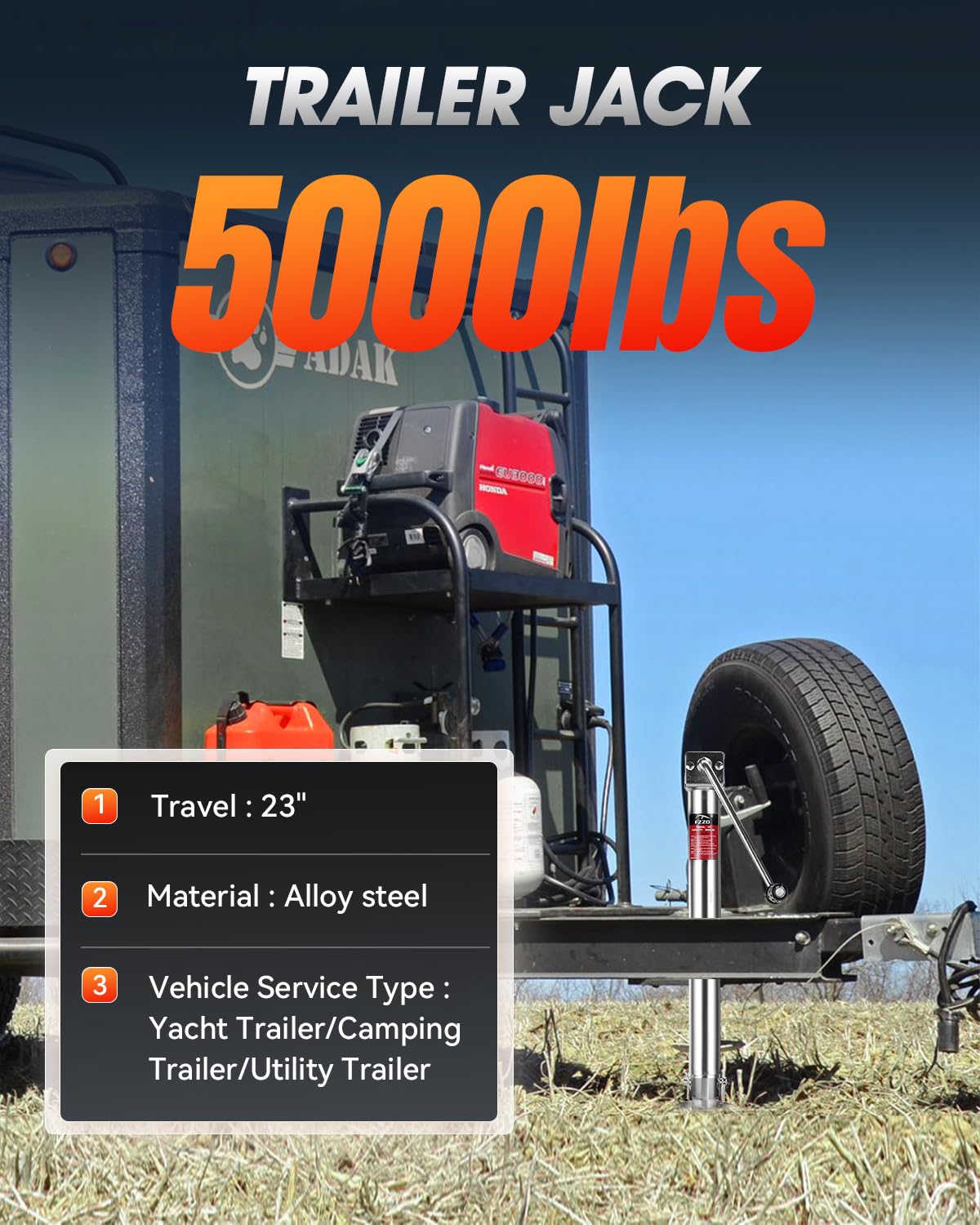 5000 lbs Heavy Duty A-Frame Trailer Jack with 23