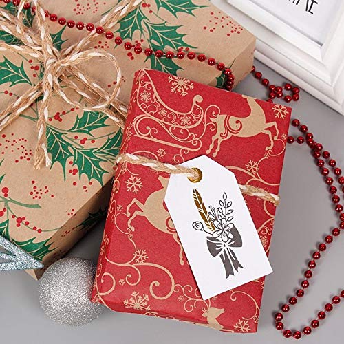 DUOER 5-Piece Christmas Wrapping Paper Roll Set - Eco-Friendly Kraft Gift Wrapping Paper with Matching Gift Bags - Perfect for Holiday Presents, Birthday Gifts & Party Decorations