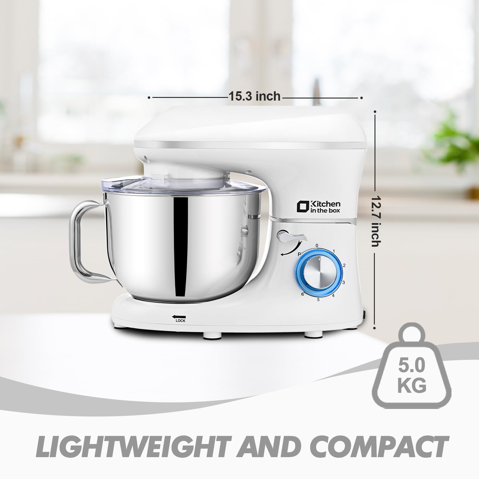 6.5QT 660W Stand Mixer - 6-Speed Tilt-Head Electric Kitchen Mixer with Dough Hook, Wire Whip & Beater - Dishwasher Safe (White) - Perfect for Baking Cakes, Cookies, Bread & More