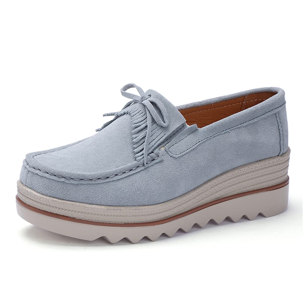 Veroders Women's Suede Platform Loafers - Slip-On Comfortable Penny Loafers with Mesh Wedge for Breathable Walking | Casual Office Shoes & Spring Fashion Sneakers