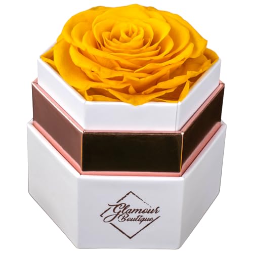 Yellow Single Rose White Box