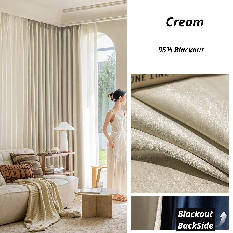 Blackout Thermal Insulated Custom Curtains - Polyester Glossy Finish for Bedroom & Living Room - Light Blocking, Energy Saving, Noise Reducing Window Treatments