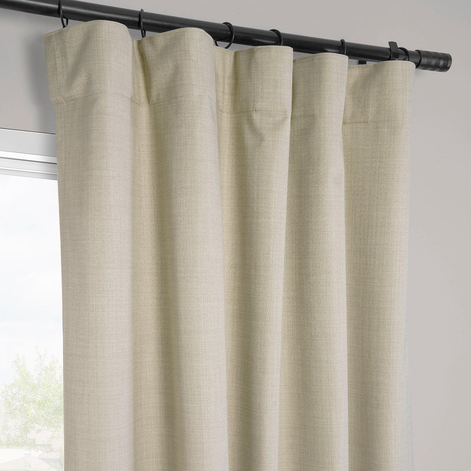 Beige Vienna Basic Linen Blackout Curtains - 2 Panels Set for Bedroom & Living Room - Thermal Insulated Light Blocking Drapes for Home Decor