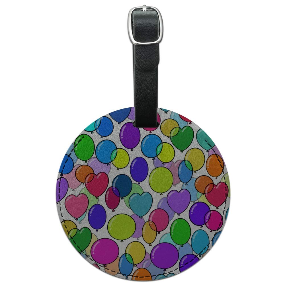 Colorful Balloons Pattern Round Leather Luggage Tag - Durable Suitcase ID Tag for Travel Bags - Perfect for Carry-Ons, Checked Luggage & Backpacks (Ideal for Airports, Business Trips & Family Vacations)