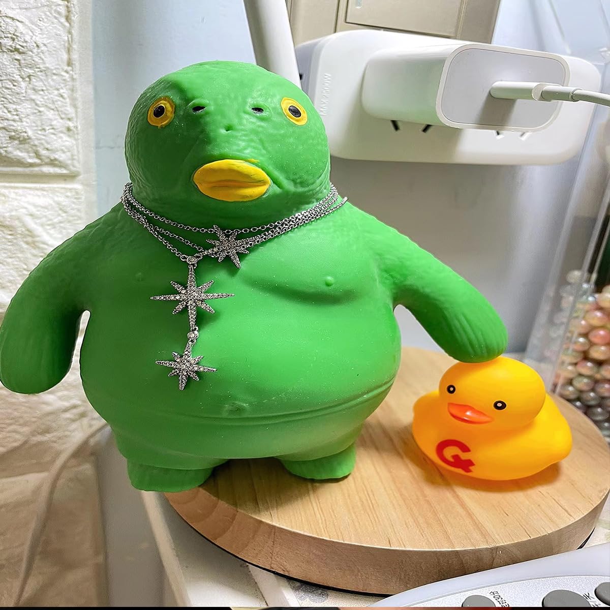 Green Head Fish Squishy Sand Toys - Stretchable Stress Relief Sensory Toy for Anxiety, Women, Men & Kids | Fun TikTok Novelty Squeeze Toy for Memory Sand Play & Relaxation (Large Size) - Perfect for Home, Office & Travel Stress Relief