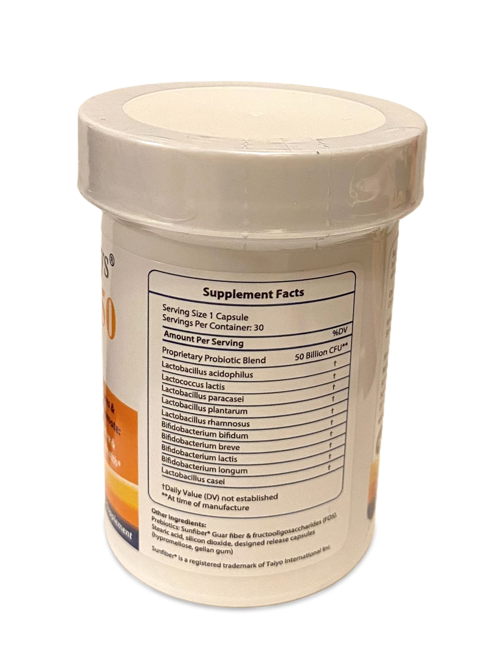 50 Billion CFU High Potency Probiotic for Adults - Dairy Free, Gluten Free, Non-GMO & Sugar-Free Digestive Health Supplement with Prebiotics | Made in USA | Supports Gut Health, Immune System & Daily Wellness