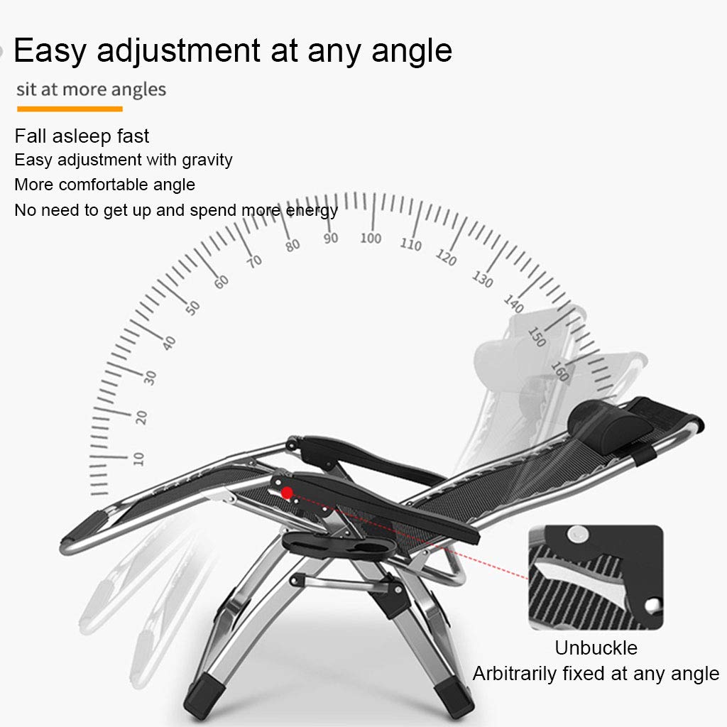 Zero Gravity Reclining Beach Chair - Wide Lightweight Folding Lounge Chair with Headrest & Pillows - Outdoor Camping, Backyard, Patio, Poolside Relaxation Chair