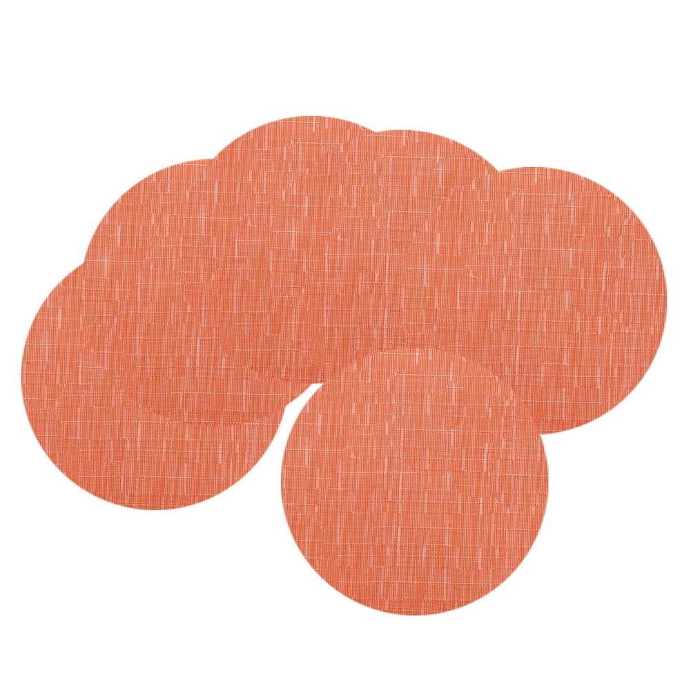 6-Pack Round Woven Placemats - 13.8 Inch Non-Slip Washable Table Mats for Christmas, Home, Wedding & Party Decor - Orange - Perfect for Dining Tables, Kitchen Countertops and Holiday Gatherings