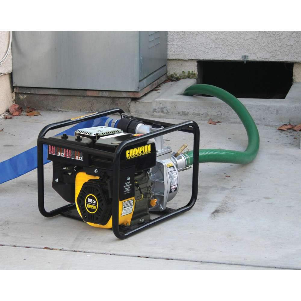 Champion 2-Inch Gas-Powered Water Transfer Pump with Hose & Wheels - Portable Semi-Trash Pump for Flooding, Construction, Irrigation & Pool Draining