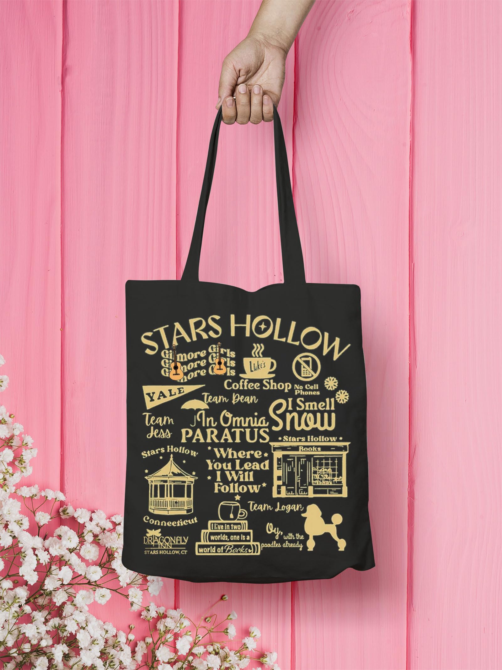 VAMSII Stars Hollow Tote Bag - Gilmore Girls Inspired TV Show Tote for Women, Perfect Gift for Fans & Friends - Great for Shopping, Beach Trips & Daily Use