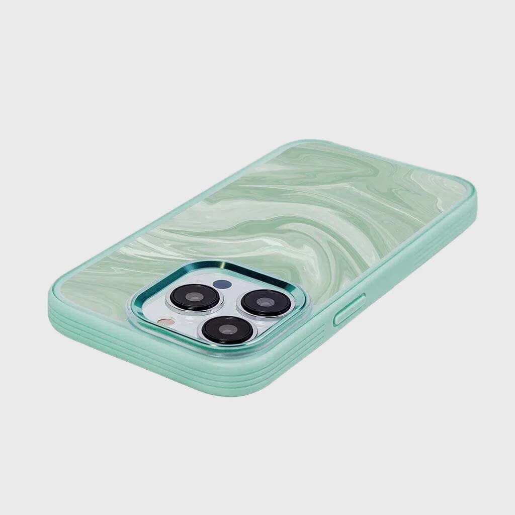 Premium iPhone 15 Pro MagSafe Case with Stylish Green Swirl Design - Perfect for Everyday Protection & Wireless Charging