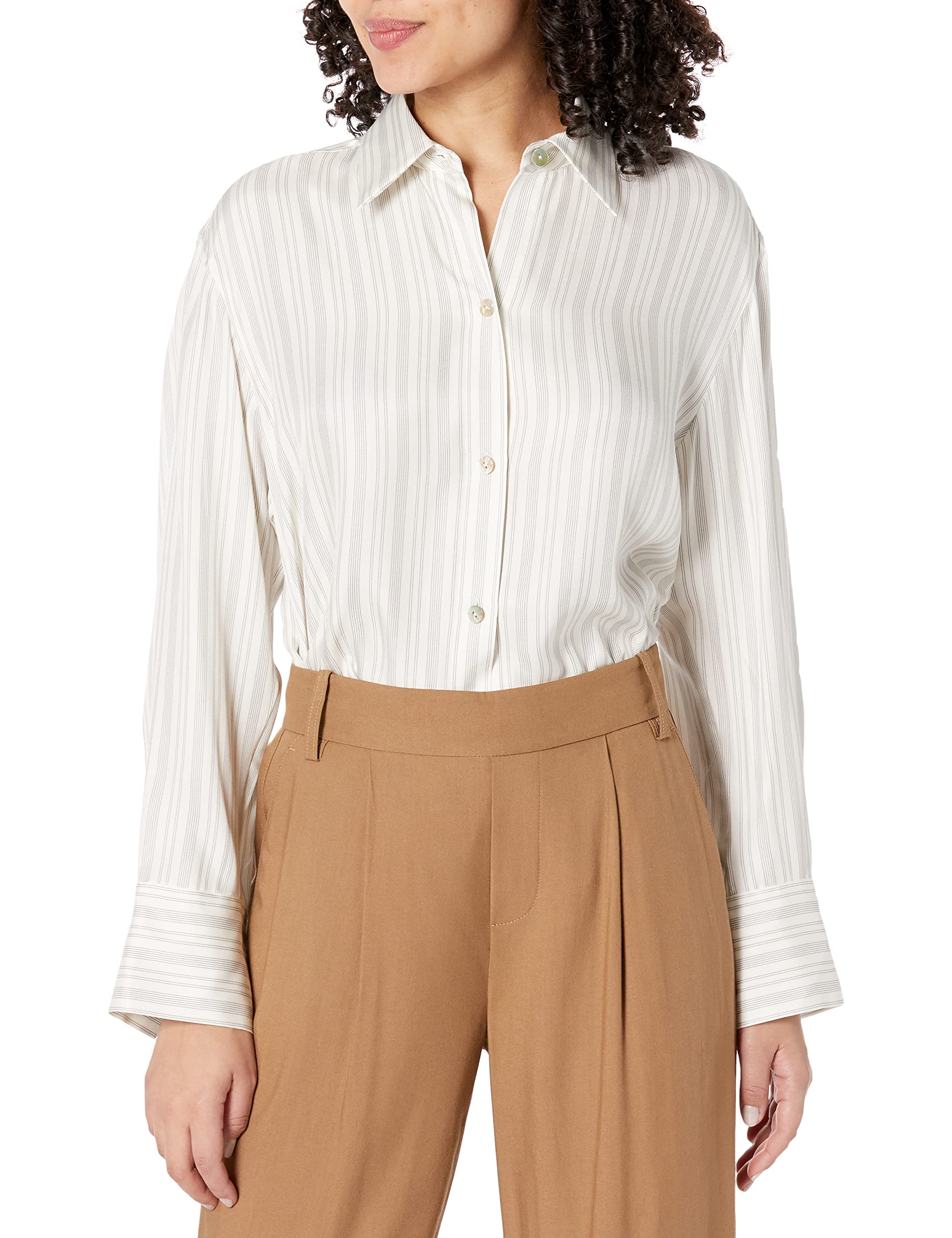 Vince Women's Striped Long Sleeve Shirt - Slim Fit Button Down Top for Work, Office & Casual Outfits | Professional & Stylish Blouse for Business Women
