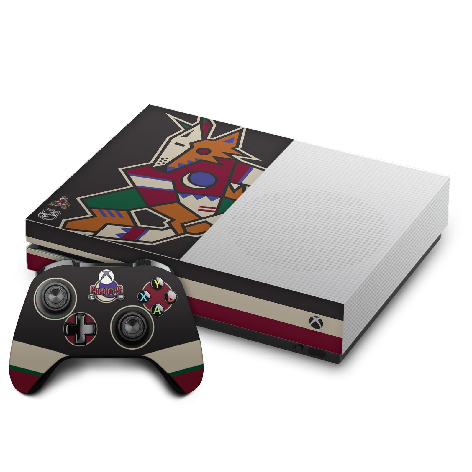 Official NHL Arizona Coyotes Vinyl Gaming Skin Sticker Bundle - Compatible with Xbox One S Console & Controller - Durable, Customizable Decals for Enhanced Gaming Experience - Perfect for Sports Fans & Gamers
