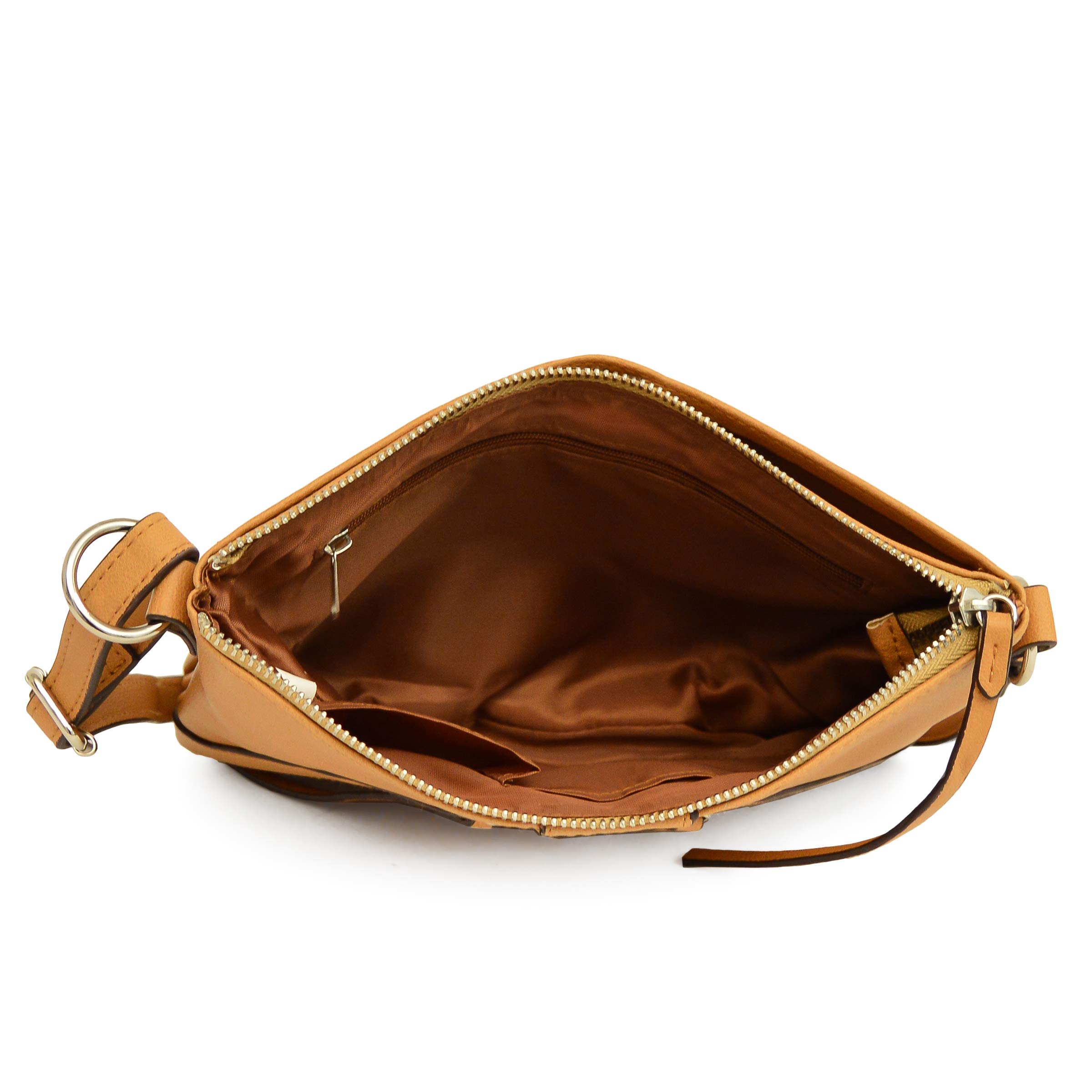 Nicole Miller Lily Small Crossbody Handbag in Suntan Leather - Perfect for Everyday Use, Work, and Evening Outings
