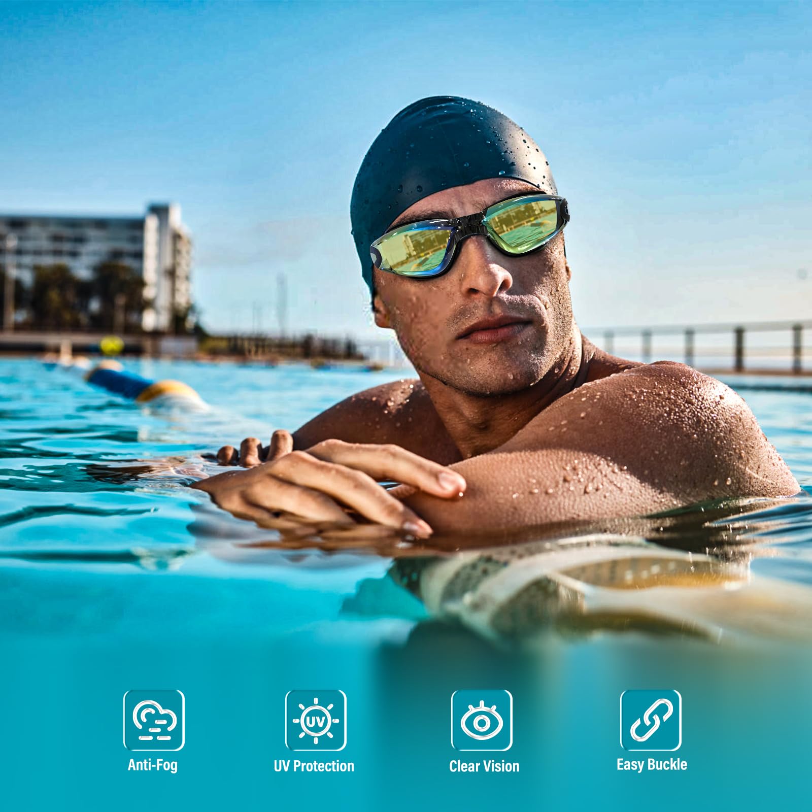 2 Pack Anti-Fog Swimming Goggles for Adults & Kids - UV Protection, Leak-Proof Swim Goggles for Pool, Beach & Training - Comfortable Fit for Men, Women & Children