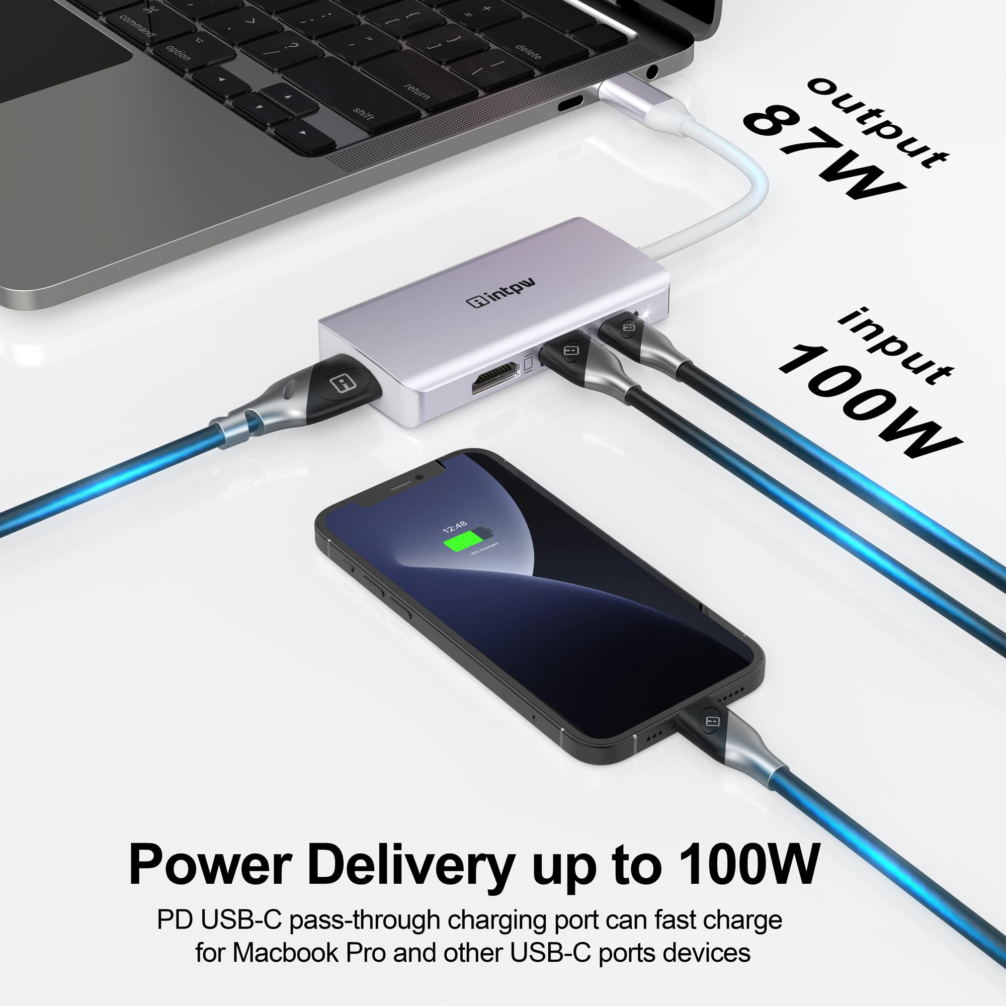 USB C to Dual HDMI Adapter 4K - Thunderbolt 3 Compatible for MacBook Pro/Air, iPad Pro, Dell XPS, Nintendo Switch - Silver | Dual Monitor Setup for Work, Gaming & Presentations