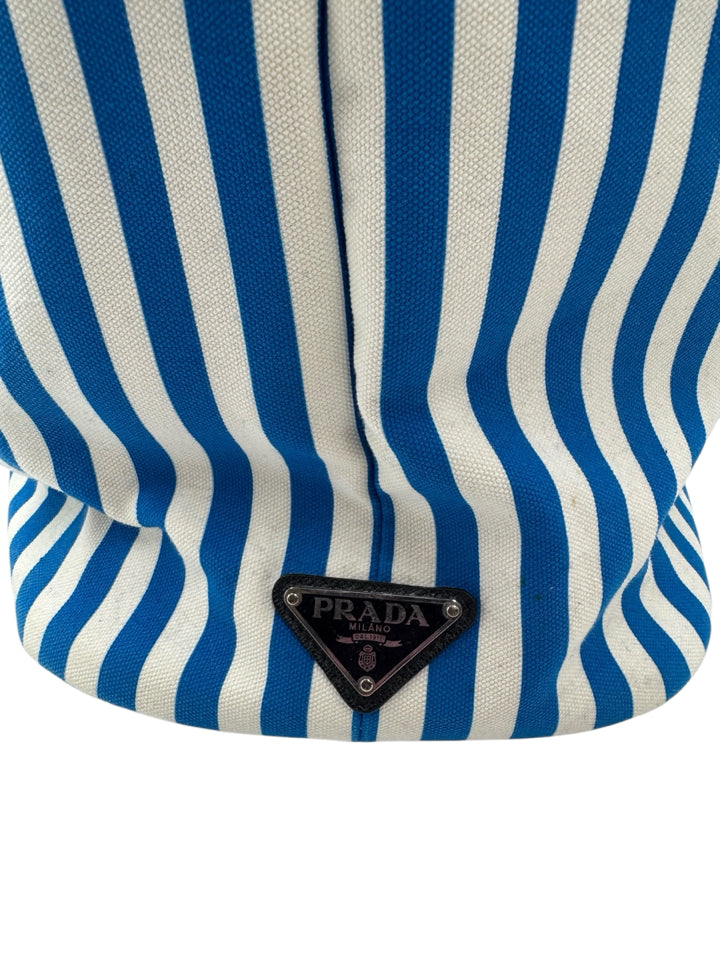 Prada Blue and White Canvas Comic Tote Bag - Stylish Designer Handbag for Women, Perfect for Work, Travel & Everyday Use
