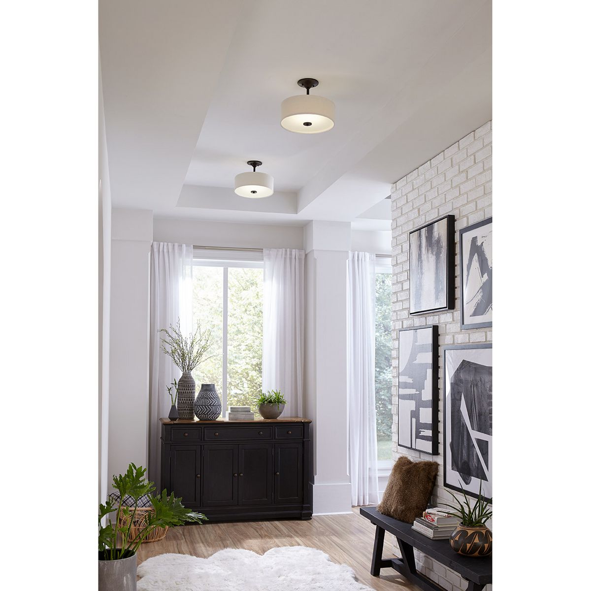 Inspire Collection 13 LED Semi Flush Mount Ceiling Light - Modern Energy Efficient Lighting for Bedroom, Hallway & Living Room