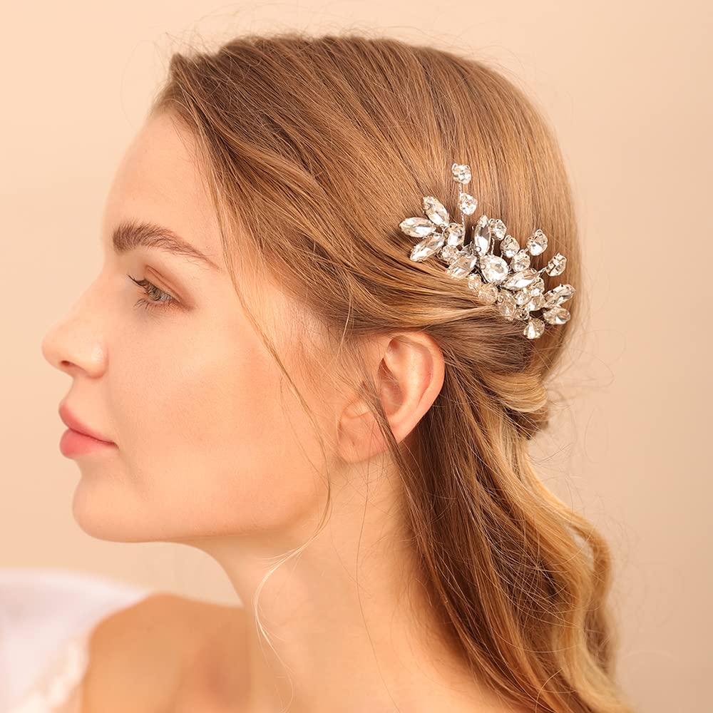 Jumwrit Rhinestone Wedding Hair Comb for Brides - Handmade Rose Gold Bridal Headpiece Hair Accessories for Women & Girls | Perfect for Weddings, Prom, and Special Occasions