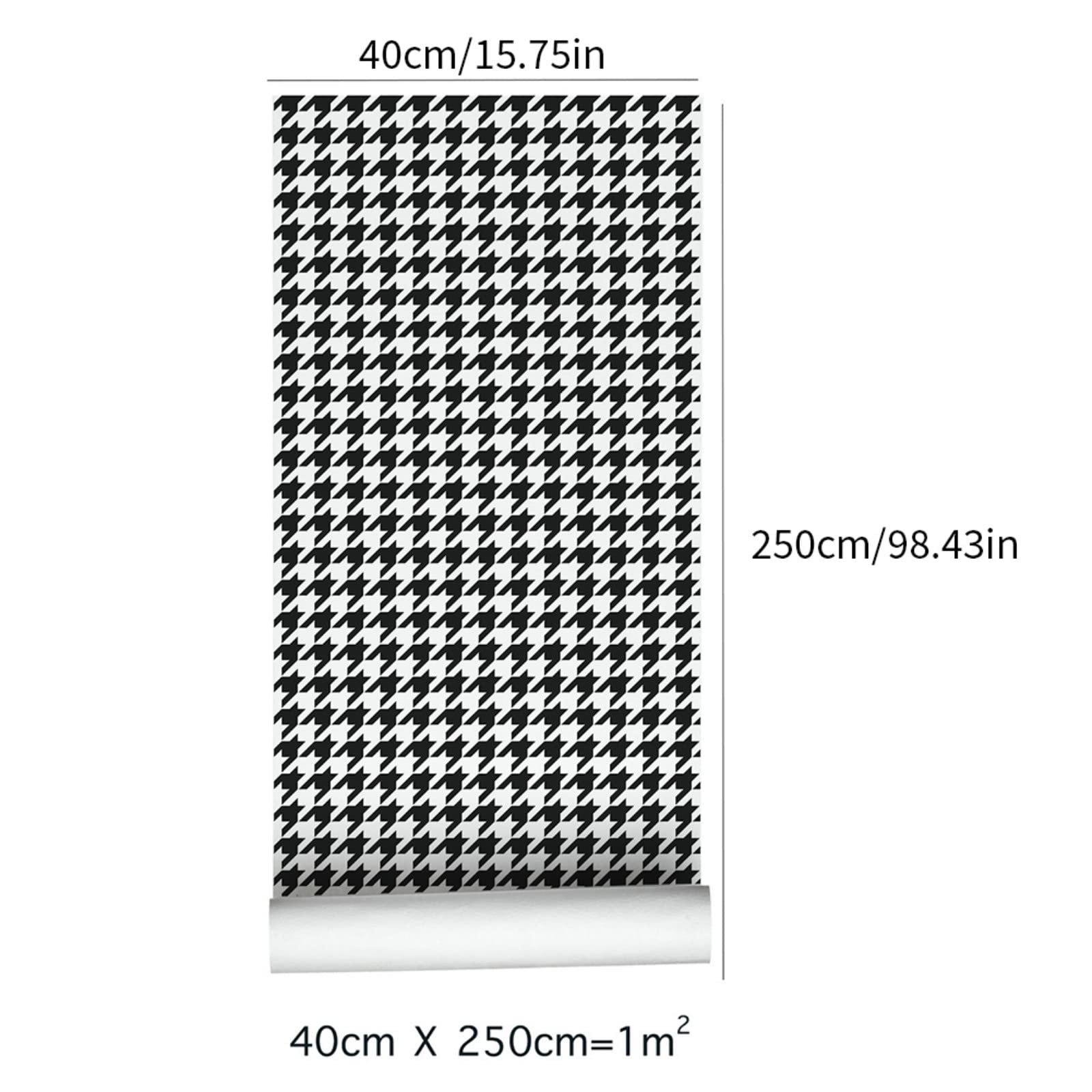 Ochine Black and White Trellis Contact Paper - Houndstooth Plaid Peel and Stick Wallpaper - Self-Adhesive Removable Waterproof Wallpaper for Walls, Cabinets, Dressers & Drawers - Perfect for Home Decor, DIY Projects, and Furniture Upcycling