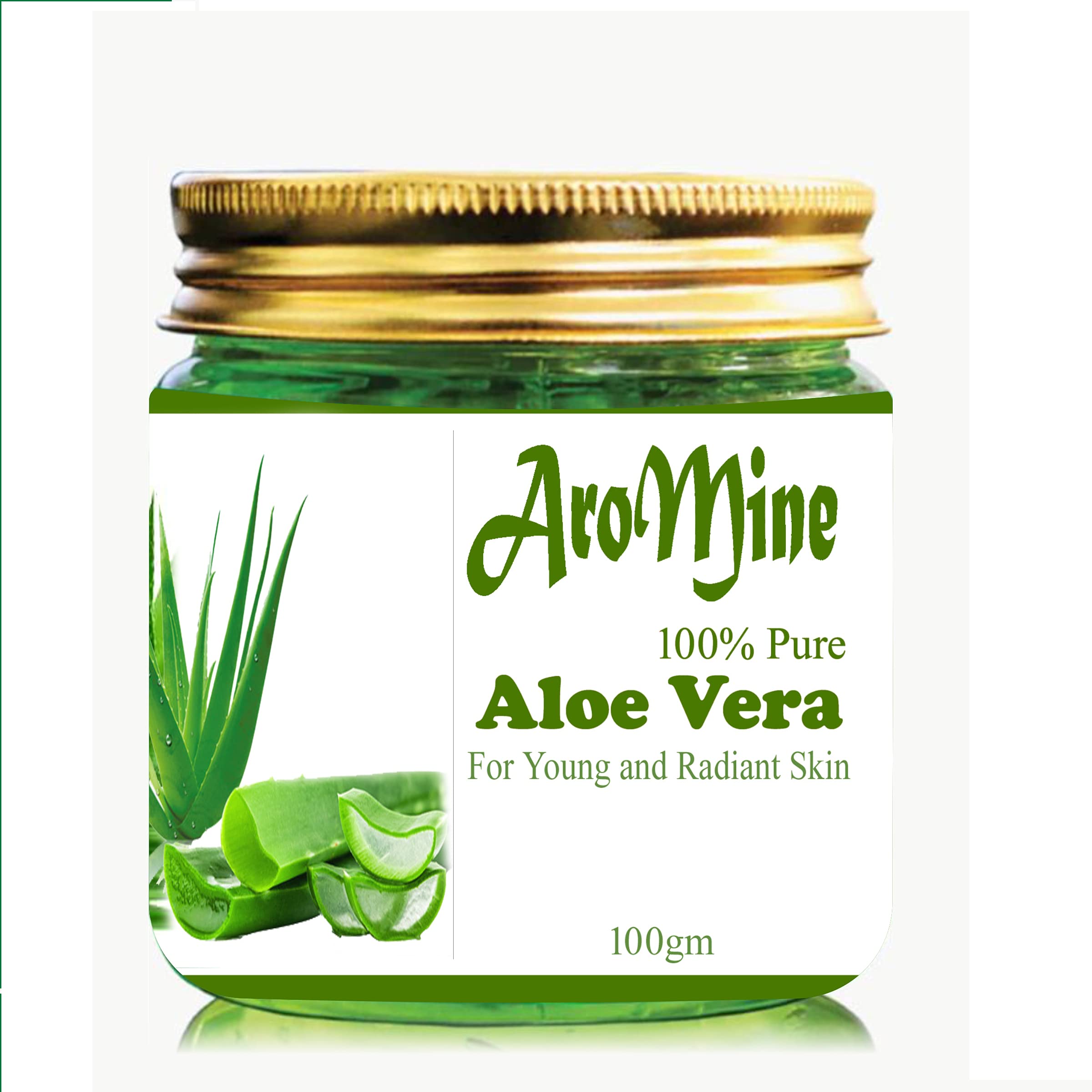 AroMine Pure & Soothing Aloe Vera Gel for Face - 100ml | Hydrating & Calming Skin Care for Sunburn, Acne & Dry Skin Relief