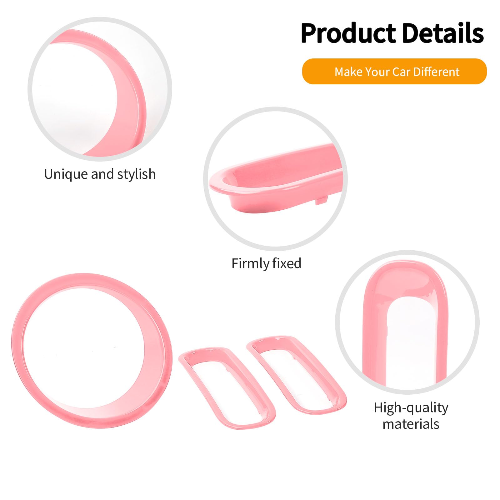 Hoolcar Pink Front Grille Insert Cover & Headlight Bezel Cover Trim for 2007-2017 Jeep Wrangler JK JKU - Exterior Accessories for Off-Road & Custom Car Styling