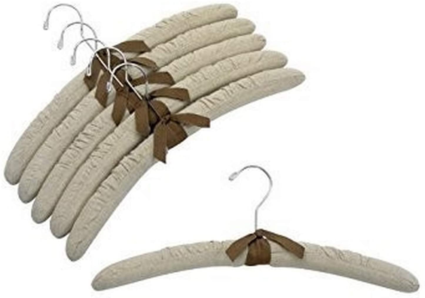 17 Premium Linen Padded Clothes Hangers with Chrome Hooks - Space Saving Non-Slip Shoulder Support for Delicate Garments, Dresses & Coats (Perfect for Closet Organization & Wardrobe Storage)