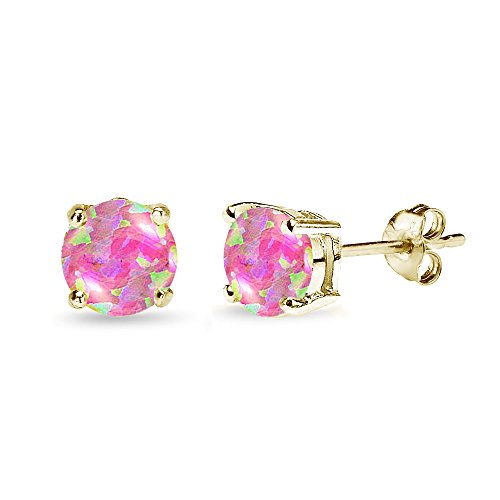 7mm Pink Opal - Gold Flash Silver