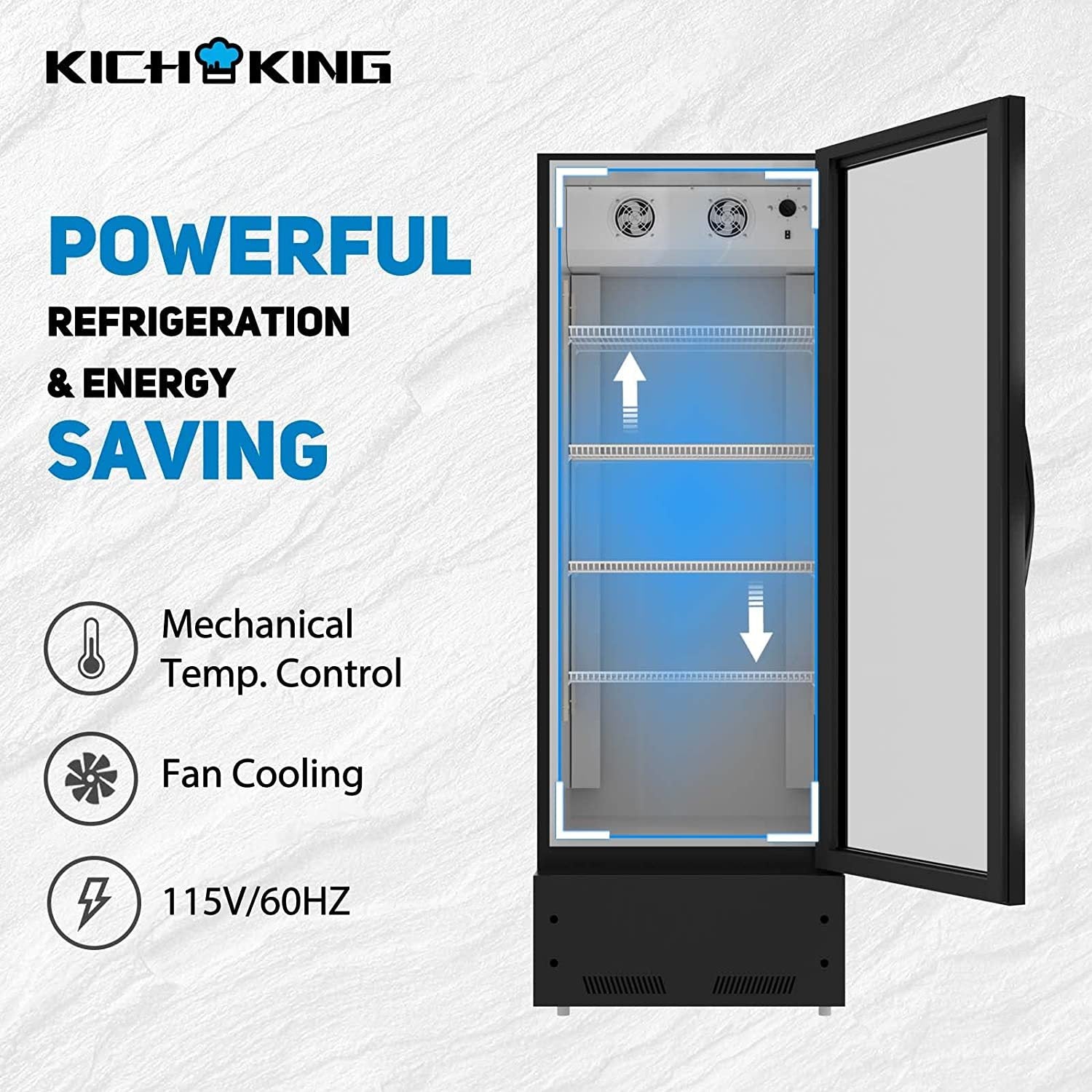 16.5 Cu. Ft Commercial Reach-In Refrigerator - ETL Approved Beverage Cooler with LED Lighting for Restaurants, Bars, Shops & Convenience Stores - Perfect for Chilling Drinks & Displaying Merchandise - Black