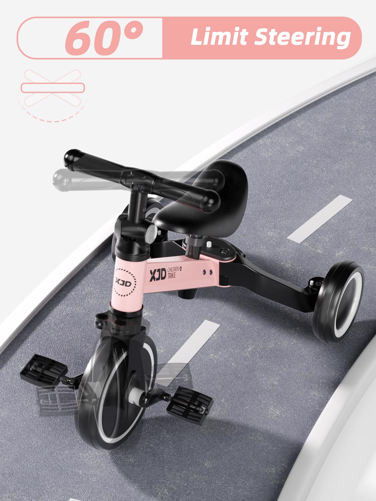 **XJD 5-in-1 Adjustable Kids Tricycle for Toddlers 12 Months to 4 Years – Convertible Baby Bike with Removable Pedals & Seat – Perfect for Indoor Play, Outdoor Rides & Learning Balance**