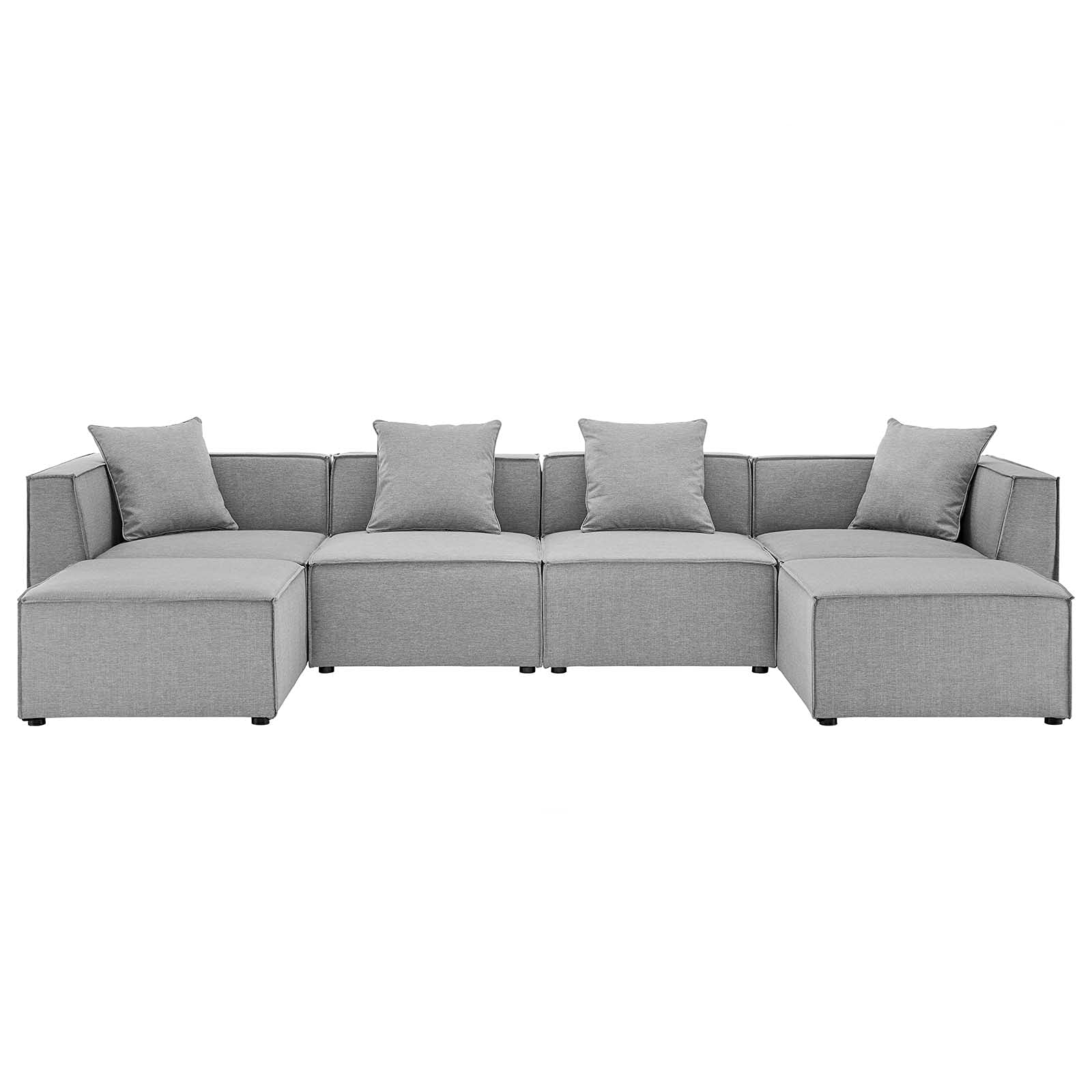 Modern Grey Fabric Lounge Sectional Sofa Set for Outdoor Patio, Balcony, Cafe, Bistro, Garden, and Hotel Decor