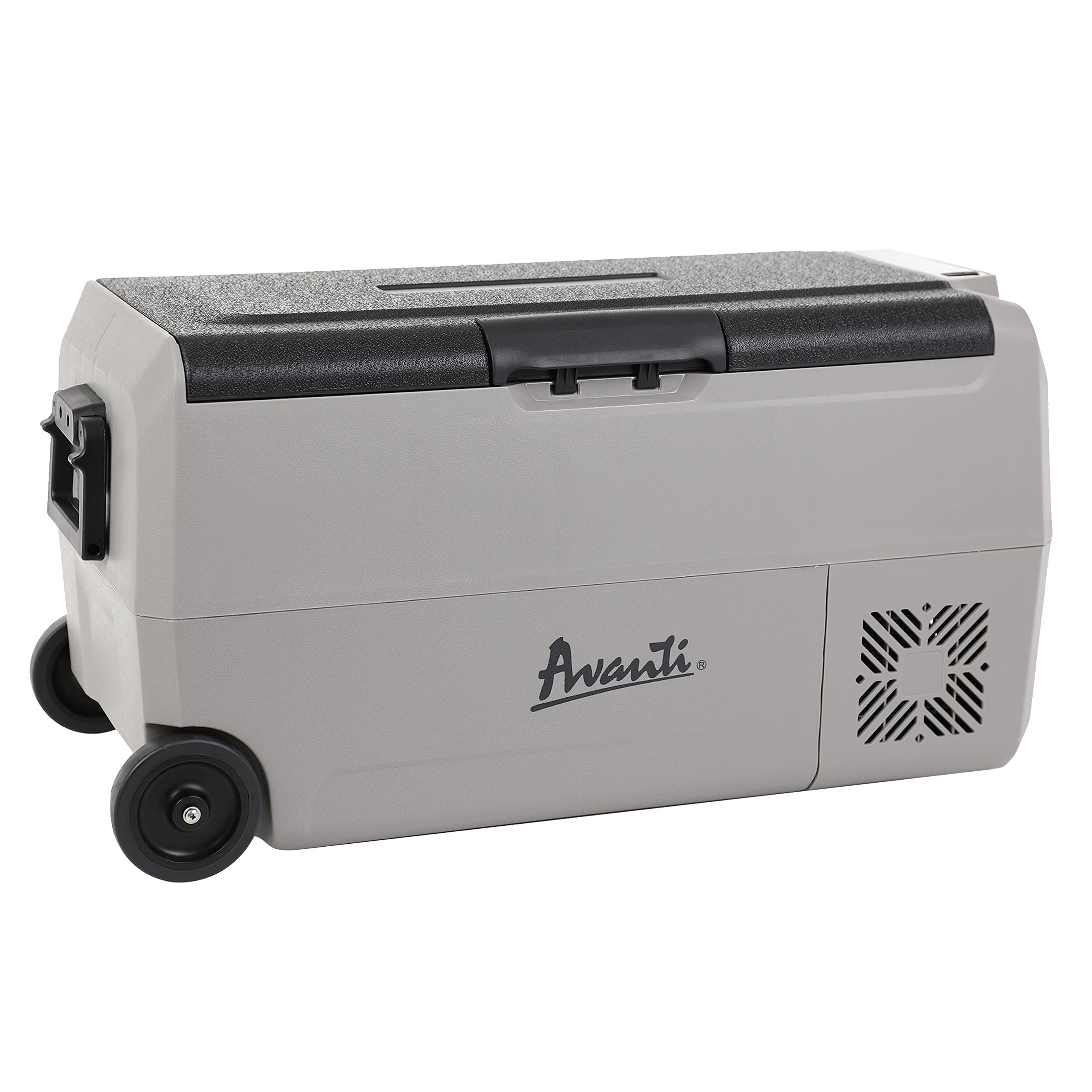 Avanti PDR36L34G 36L Portable Refrigerator and Freezer - Dual Zone Cooling, Adjustable Temperature, Rolling Wheels for Easy Transport, LED Interior Light, AC/DC Power for Car & Home - Perfect for Road Trips, Camping, Tailgating & Outdoor Adventures (Grey)