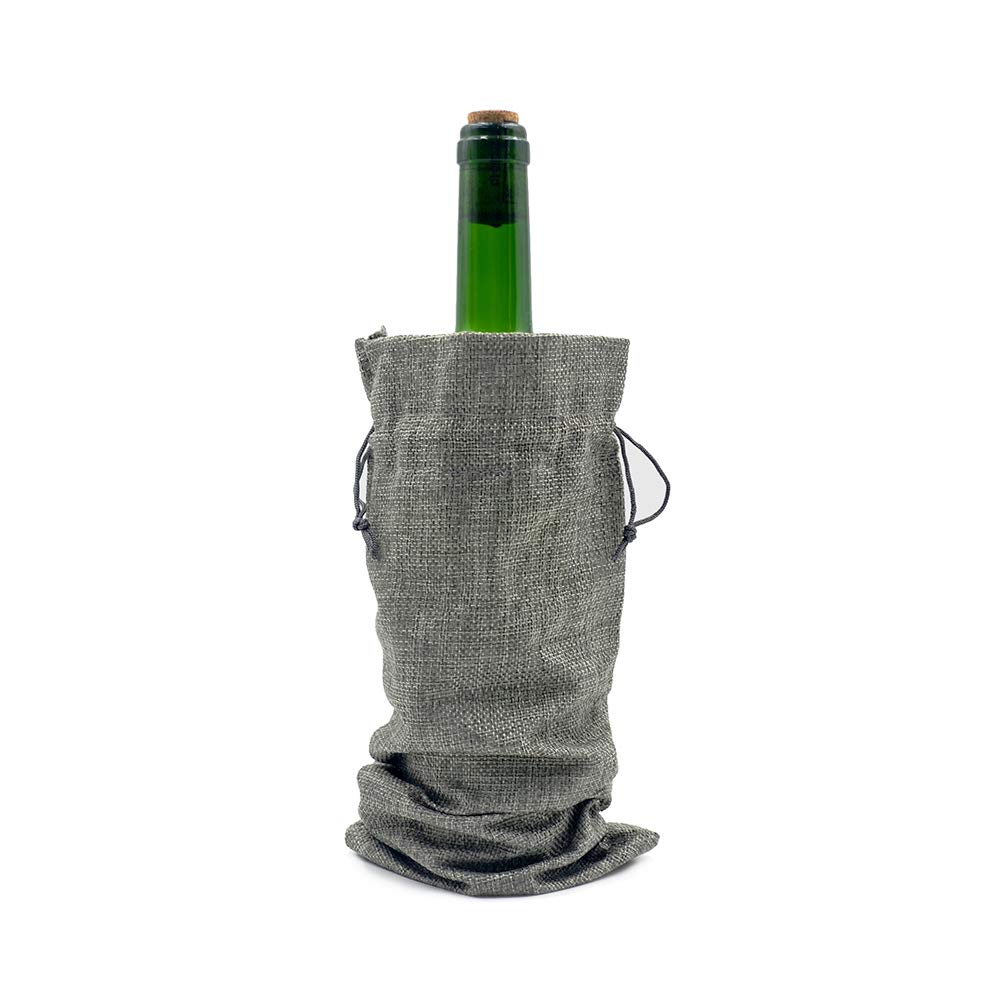 10-Piece Reusable Burlap Wine Gift Bags with Drawstring - Eco-Friendly Linen Champagne Bags for Liquor Bottles - Perfect for Wine Tasting, Christmas, Weddings, Housewarming, Birthdays & Holiday Parties (Grey) - Elegant & Sustainable Party Favors for Any Celebration