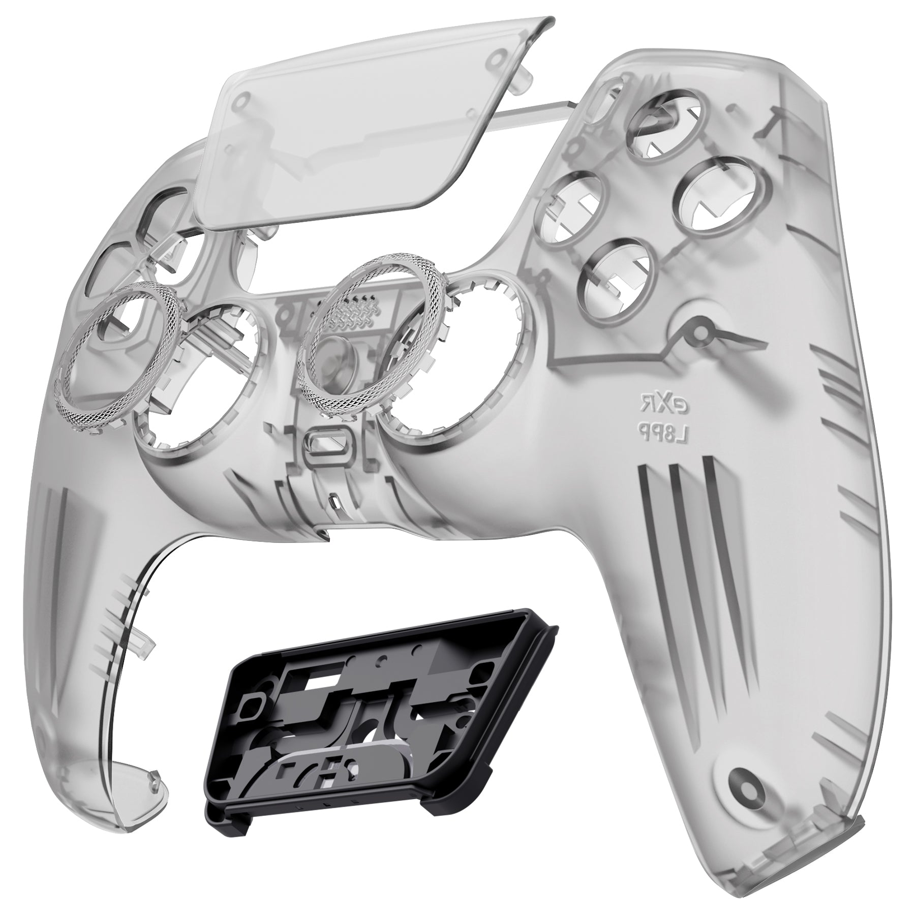 eXtremeRate LUNA Redesigned PS5 Controller Front Shell with Touchpad - Compatible with BDM 010/020/030/040/050 Models - Clear Black Replacement Part for Enhanced Gaming Experience