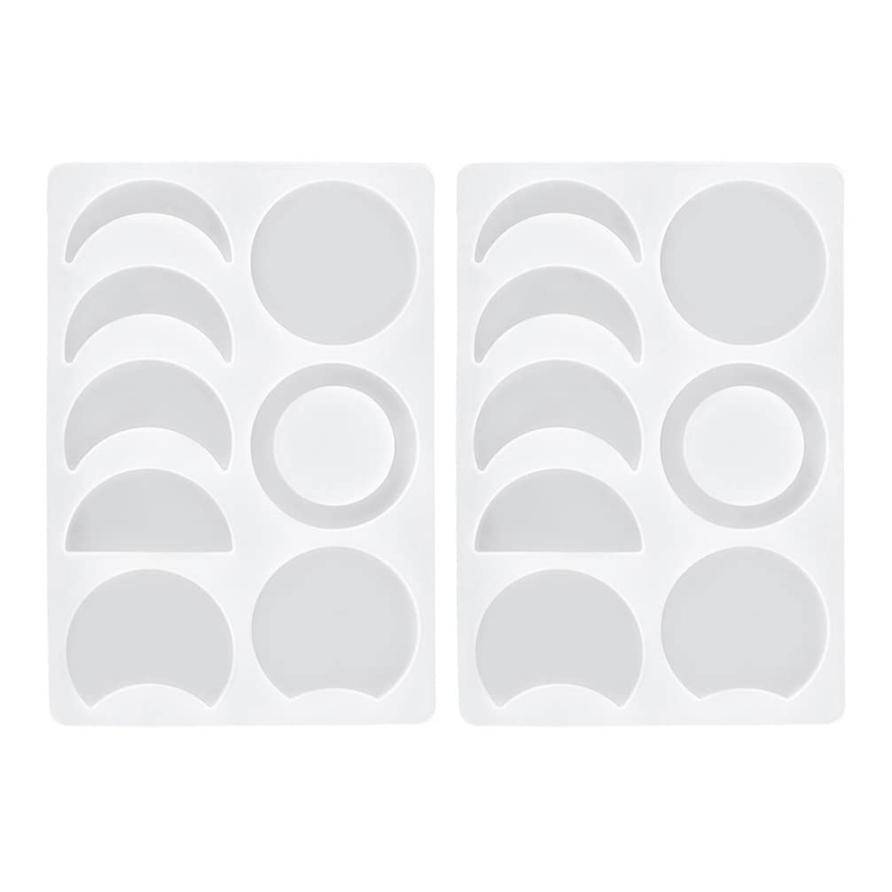Moon Phase Silicone Molds for Resin Casting - 2PC Set (Crescent & Full Moon) - DIY Epoxy Jewelry Making, Keychain Pendants, Craft Art Supplies - Perfect for Home Decor, Gift Making & Boho Style Accessories