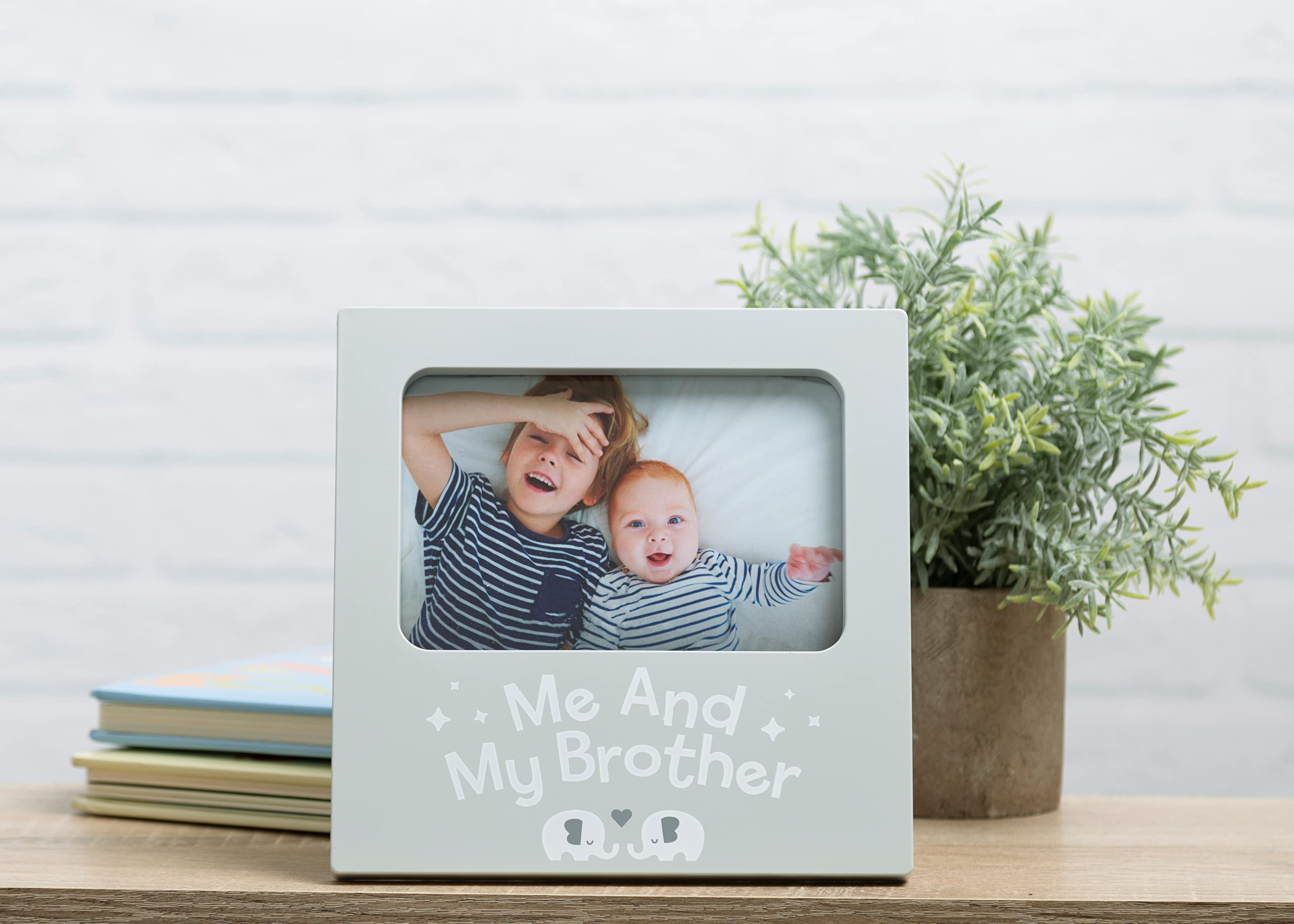 Kate & Milo Me and My Brother Photo Frame - Baby Keepsake Picture Frame for Siblings - Big Brother or Big Sister Gift with Elephant Design - Perfect for Nursery Decor & Newborn Announcements