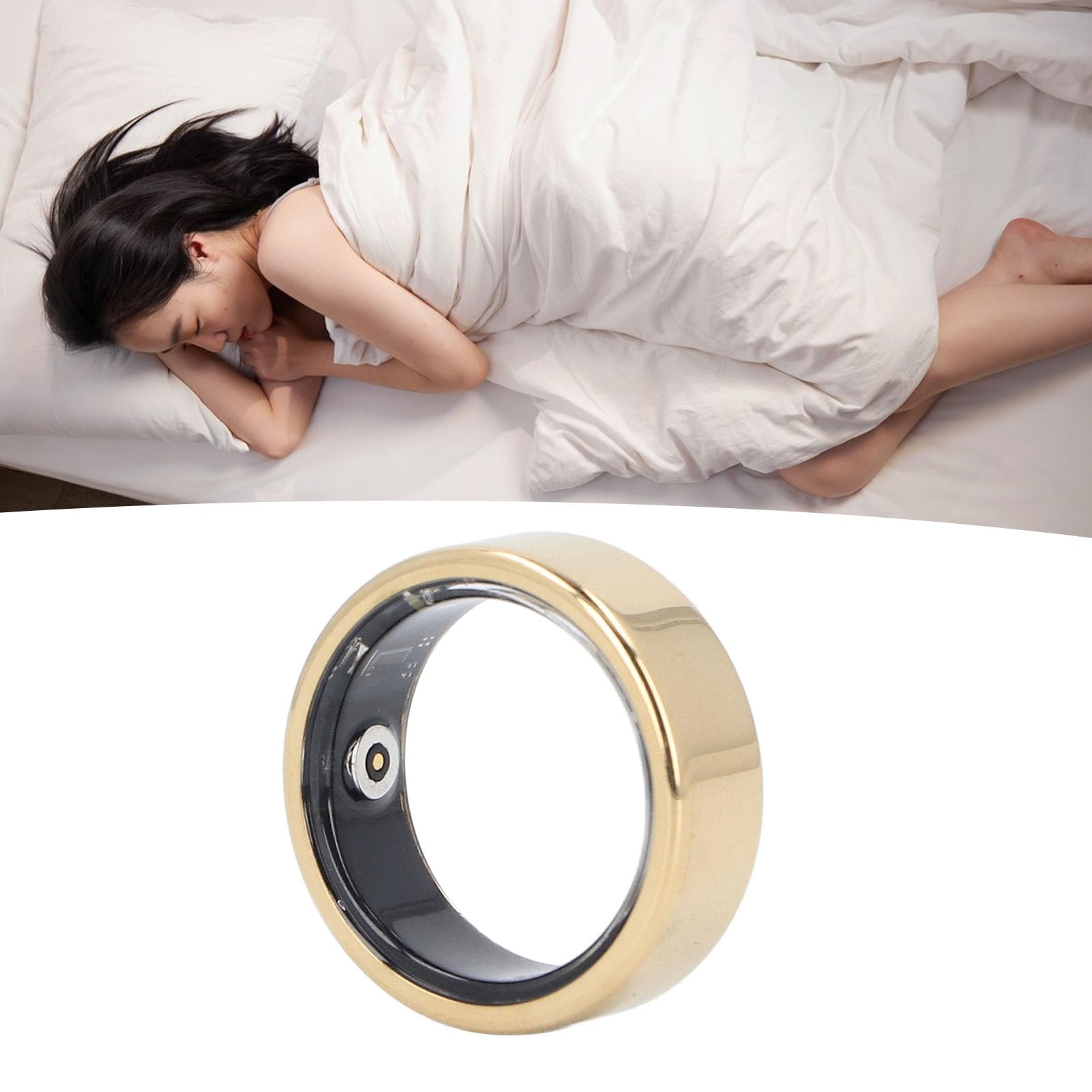 Smart Health Ring - Alloy Sports & Sleep Tracker with Heart Rate Monitoring, IP68 Waterproof Fitness Ring for Men (Gold) - Perfect for Workouts, Sleep Analysis & Daily Activity Tracking