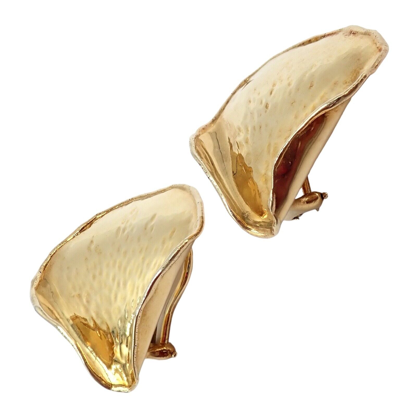 Authentic Tiffany & Co Angela Cummings 18k Yellow Gold Rose Petal Earrings Vintage 1979 - Elegant Jewelry for Weddings, Anniversaries & Special Occasions