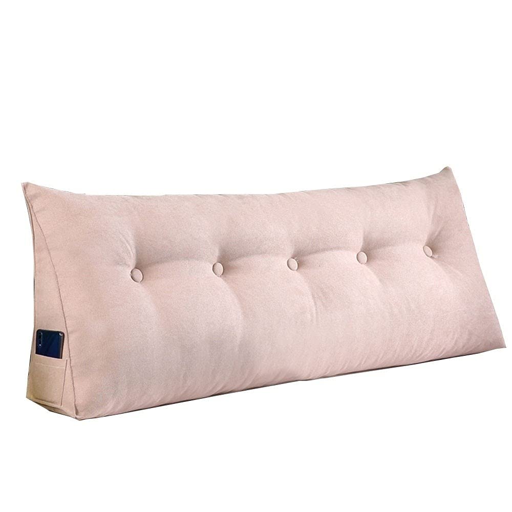 Large Soft Comfortable Backrest Headboard King Cushion Pillow for Reading & Rest in Twin Bed - Breathable Triangular Wedge Support for Back & Waist - Washable Beige Cover - Perfect for Bedroom, Living Room & Office Use