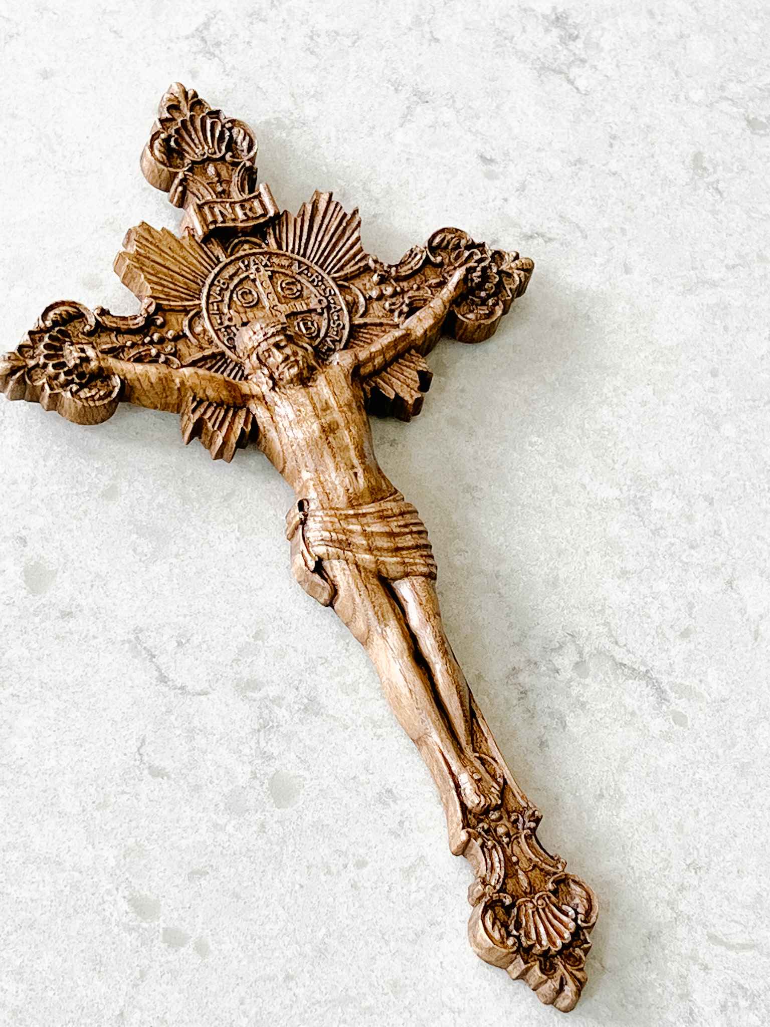 Hand Carved Wooden Crucifix - Religious Wall Decor for Home, Church & Prayer - Perfect for Easter, Christmas & Spiritual Gifting