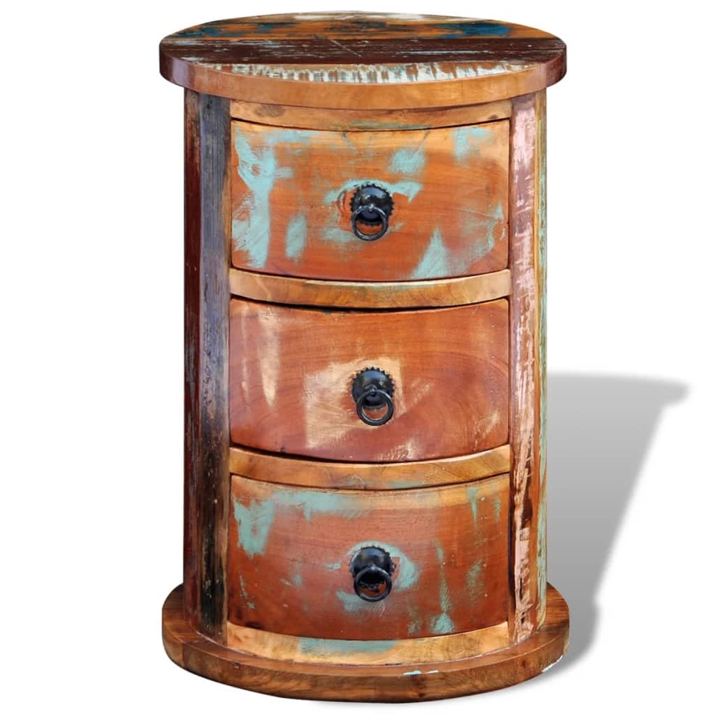 vidaXL Solid Reclaimed Wood Storage Cabinet with 3 Drawers - Handmade Rustic Retro Style for Bedroom, Living Room & Office Organization